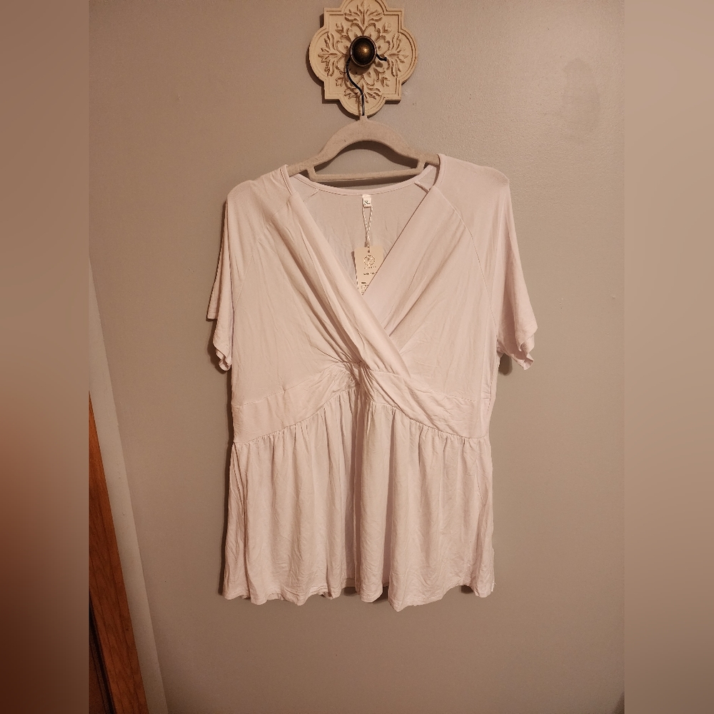 Women's Wrap Short Sleeve Tunic Top